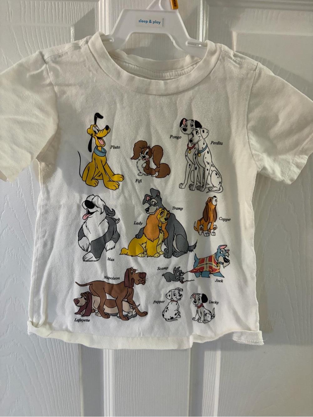 Disney White Graphic Tee with Classic Dog Characters